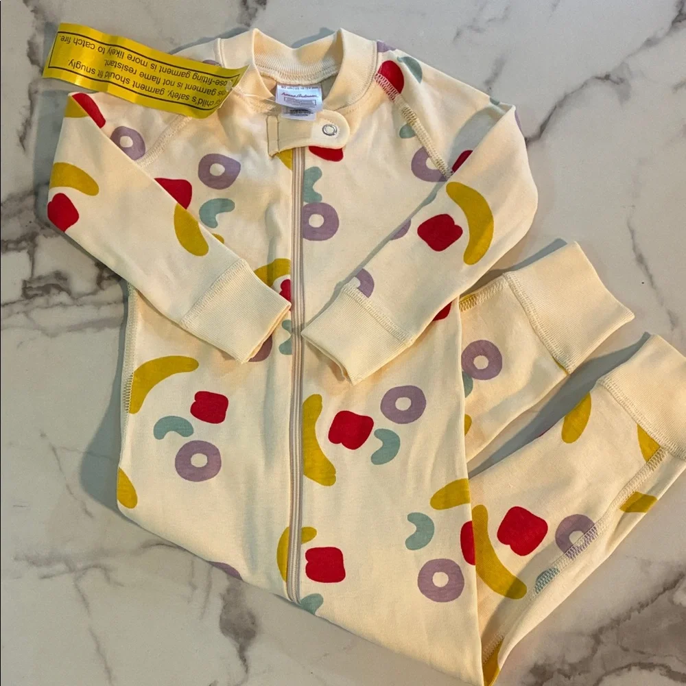 Hanna Andersson Cream Pajama Set with Yellow, Red, Purple & Teal Fruit Print